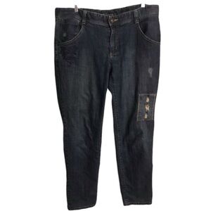 Eddie Bauer Flannel Lined Jeans Distressed Worn Size 12